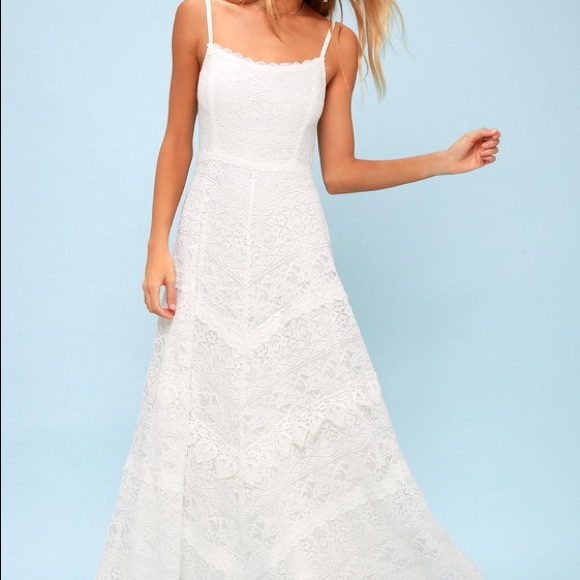 Lulus Dresses & Skirts - Lulu’s Faithfully Yours Lace Backless Maxi Dress